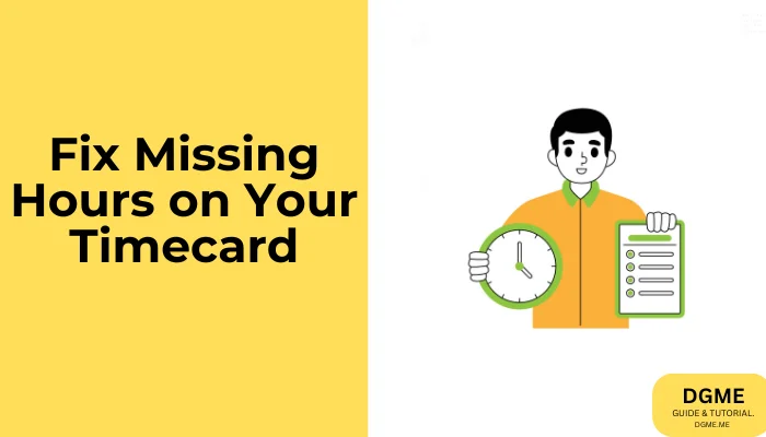 Guy standing with clock and timecard on hands worry about missing hours